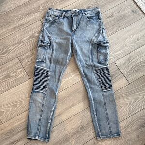 Fashion Nova Women’s Moto Blue Skinny Jeans